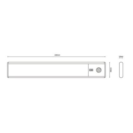 Globo - Luz LED recargable regulable para debajo de armarios de cocina 1,4 W/5 V 1100 mAh 24 cm